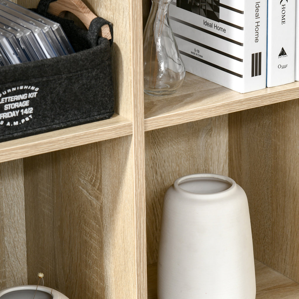 Modern 6-Cube Wooden Bookcase, 65.5x30x97.5 cm, Oak Color