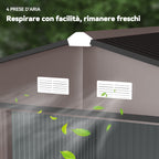 Garden Shed with 2 Sliding Doors and 4 Air Vents in Steel, 322x277x192 cm, Brown