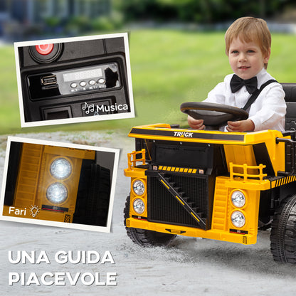 AIYAPLAY Truck for Children 3-5 Years with 12V Engine, Electric Car for Children with Music and Headlights, Yellow