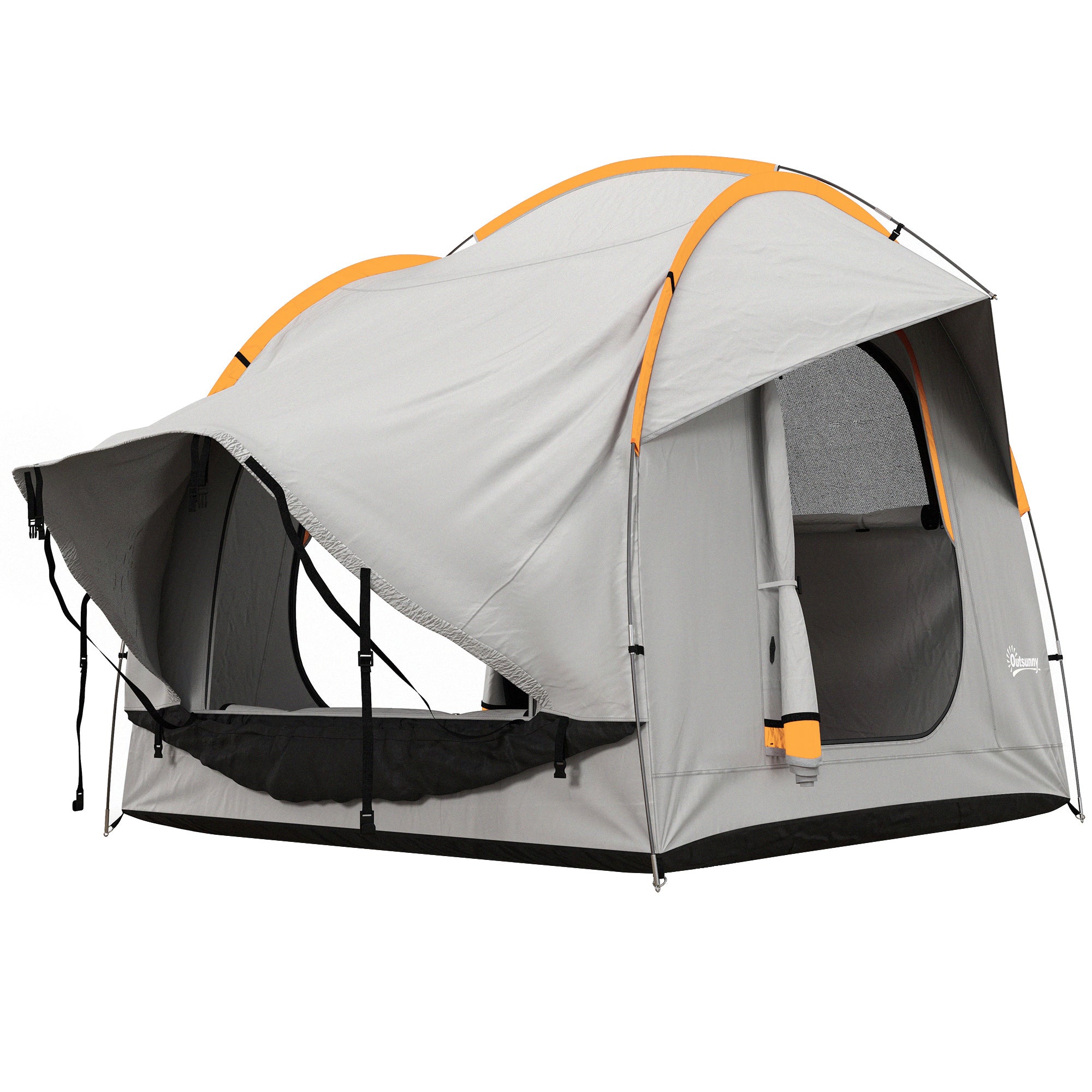 Outsunny 3-Door Waterproof Car Tent in Polyester, PE and Fiberglass, 239x210x210 cm, Gray and Orange - Borgè