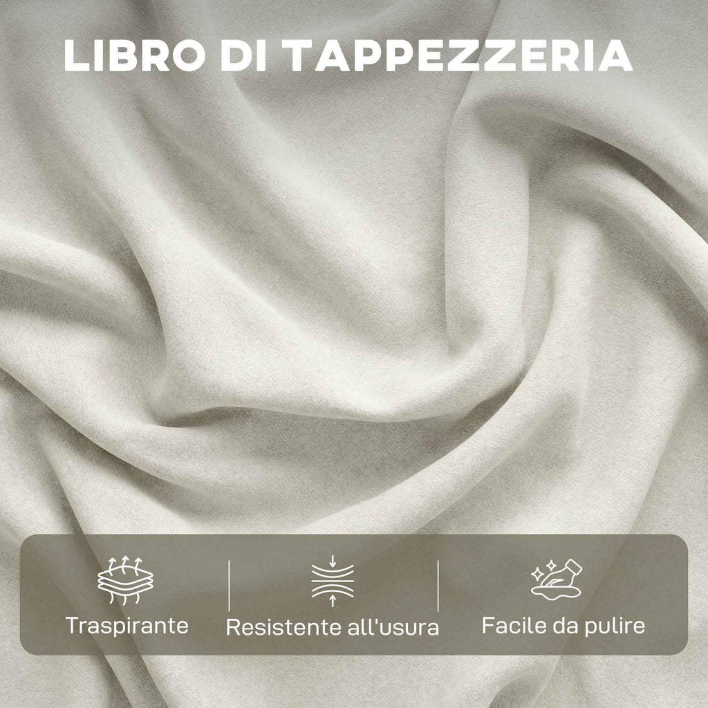 3-Seater Modular Corner Sofa in Breathable Leather-Effect Fabric with Storage, Footrest, Cushions, Cream