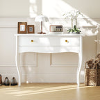 Dressing Table and Console Table for Entrance Hall with Large Wooden Drawer, 100x40x74 cm, White