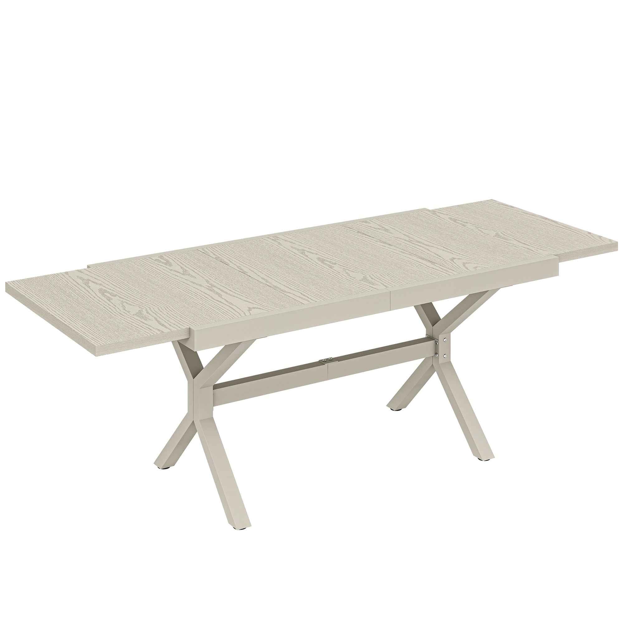 Extendable Garden Table for 8-10 People, in Aluminum and Steel, 154/214x85x73 cm, Gray