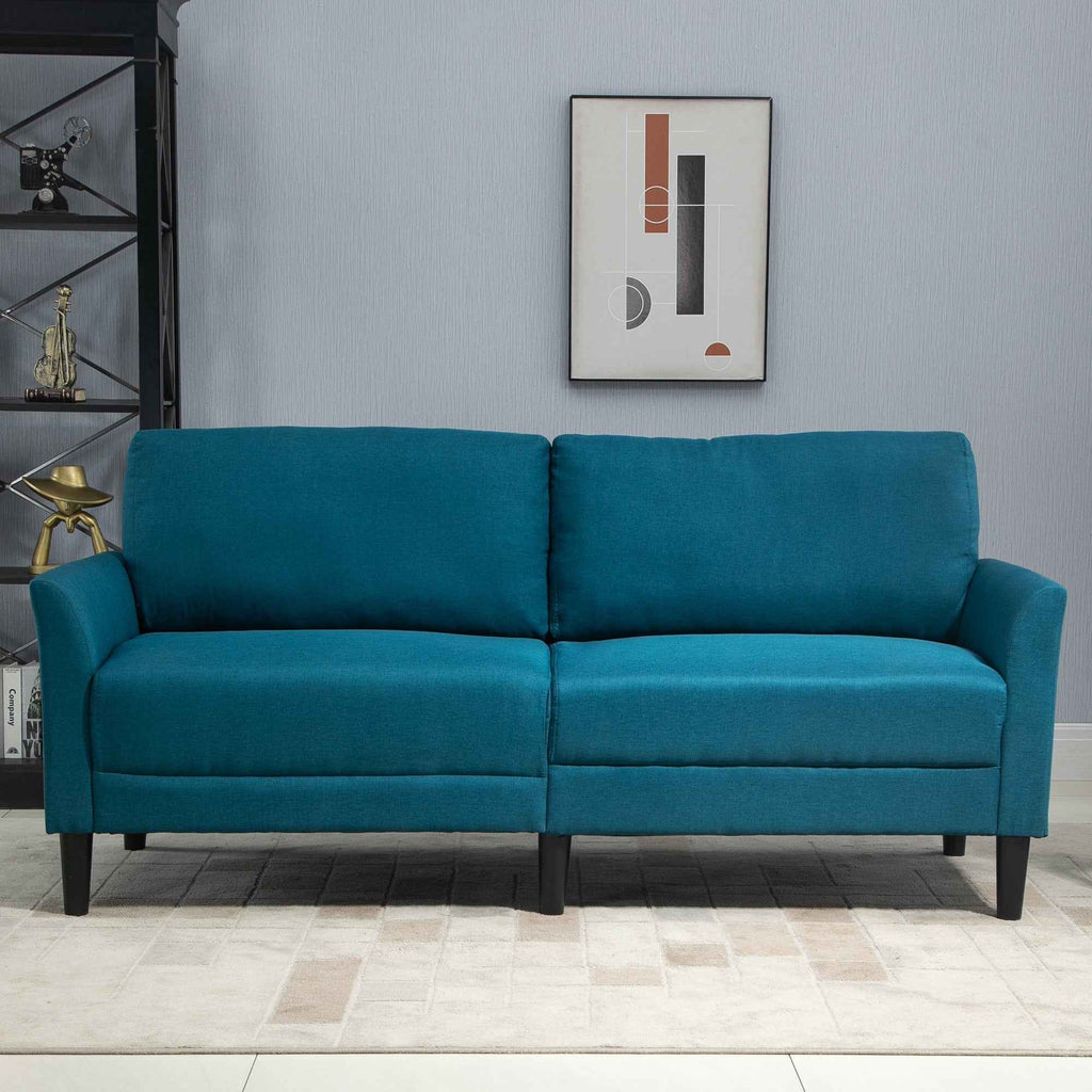 3-Seater Fabric Sofa with Deep Seat and Thick Padding, 191x79x87 cm, Peacock Blue
