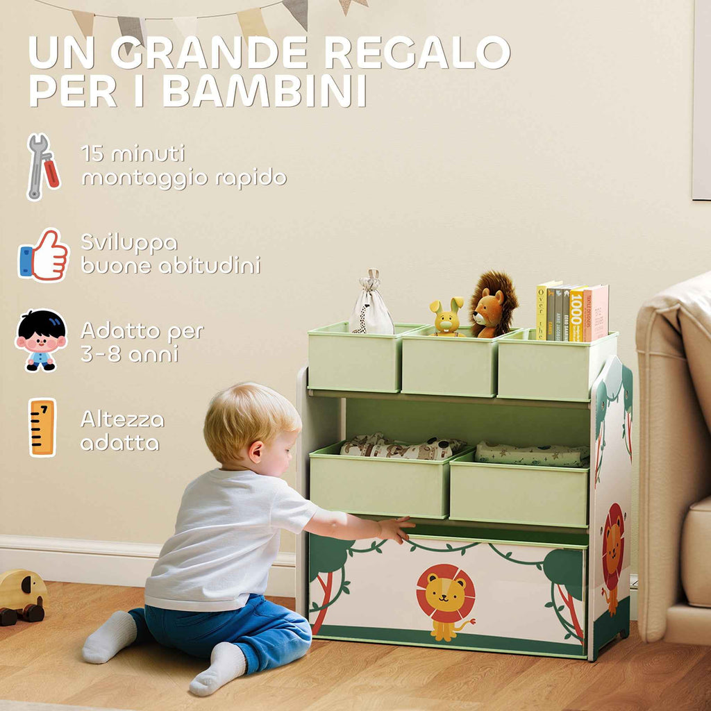 Children's Toy Storage Shelf, 3-Tier, Green