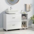 HOMCOM Bathroom Vanity Unit with 2 Drawers and Open Shelves, Wooden, 90x30x60 cm, White