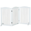 3-Panel Folding Dog Gate in Wood and Steel, 154 x 30 x 80 cm, White