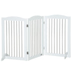 3-Panel Folding Dog Gate in Wood and Steel, 154 x 30 x 80 cm, White