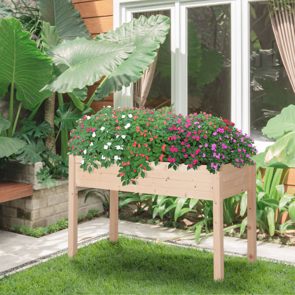 Outsunny Raised Vegetable Garden Bed, Hanging Urban Vegetable Garden Planter Table with Fabric Cover for Garden, 122.5x56.5x76cm, Wood