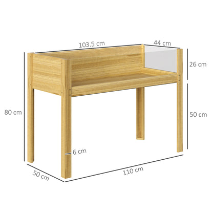 Raised Planter 118L with 2 Drainage Holes and Transparent Walls, Fir Wood, 110x50x80 cm