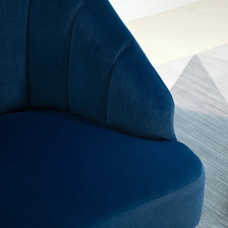 Art Deco Style Velvet Upholstered Chair with Shell Backrest for Bedroom and Living Room, 63x65x84cm