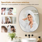 Bathroom Mirror Cabinet with 3 Internal Shelves, in Aluminum and Metal, 61x12x79 cm, Black