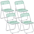 HOMCOM Set of 4 Clear Acrylic Folding Chairs, Green