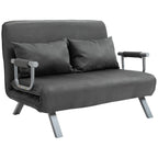 2 Seater Sofa Bed in Faux Leather and Steel with 5-Position Adjustable Seat, 105x80x78 cm, Grey