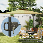 Outsunny 2.5x2.5m Cantilever Umbrella with Fillable Base, Crank Handle and Tilting Head, Khaki