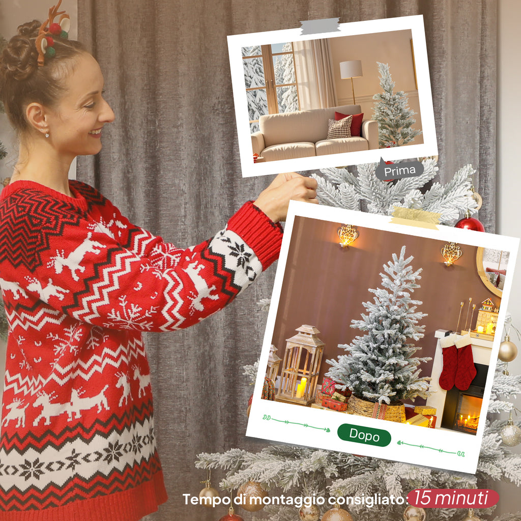 150cm Tall Snow-Covered Christmas Tree with Realistic Branches and Foldable Metal Base