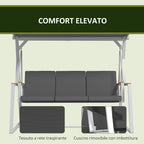Outsunny 3-Seater Garden Swing with Tilting Canopy, Steel, 205x130x175 cm, Dark Grey