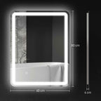 HOMCOM LED Touch Bathroom Mirror with Dimmable Light, 3 Temperatures and Anti-Fog, 60x80 cm