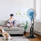 70° Oscillating Misting Fan and Dehumidifier with 3 Modes, Remote Control and 7.5h Timer, 2.8L Tank, 90W, Ф44.5cm x 120cm