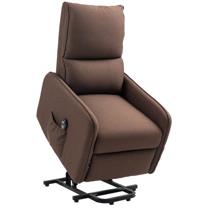 Electric Lift Recliner Chair with Remote Control and Fabric Pocket, Dark Brown