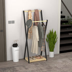 HOMCOM Wooden Floor Coat Rack with 2 Bars and Lower Shelf Modern Design, 61x45x152cm - Borgè