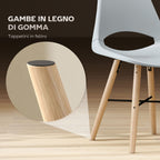 Set of 2 Nordic Style Plastic and Wood Dining Chairs with Curved Backrest, Grey