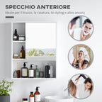 Bathroom Cabinet with Mirror, Shelves and Adjustable Shelf, Wall Mounted, 60x15x76cm, White