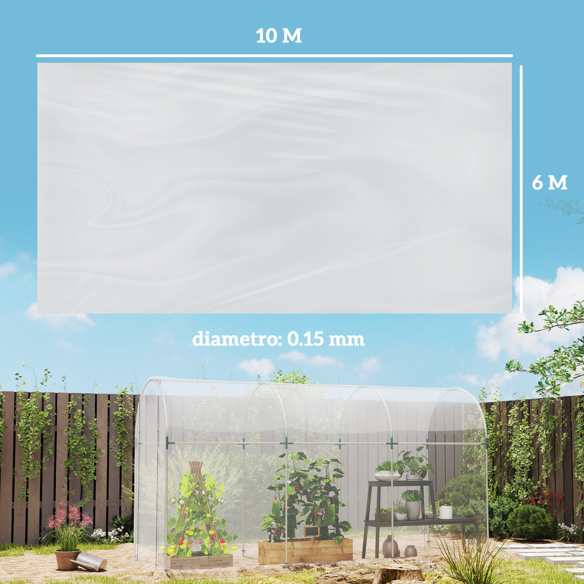 Replacement Greenhouse Cover 6x10 m, Anti-UV and Waterproof PP Tunnel Greenhouse Cover, Transparent