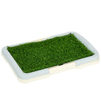 3-Layer Dog Litter Box with Synthetic Grass, Grid and Bottom Tray, 46.5x34x5.5 cm
