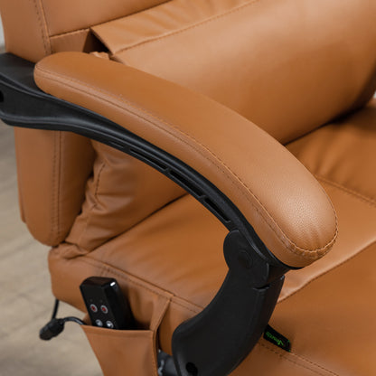 Height Adjustable Massage Chair with Footrest, Faux Leather, 66x67x115-123 cm, Light Brown