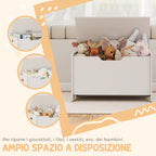 Bear-Shaped Wooden Toy Storage Chest with 20kg Capacity, 60x38x48cm, White