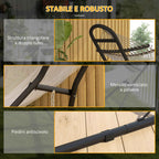 Outsunny Adjustable Non-Slip Hammock Stand with S-Hooks, Steel, 278x97x112 cm Black