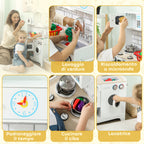 Wooden Toy Kitchen for Children Ages 3-6 with Accessory Set, Sink and Knobs with Sounds, White