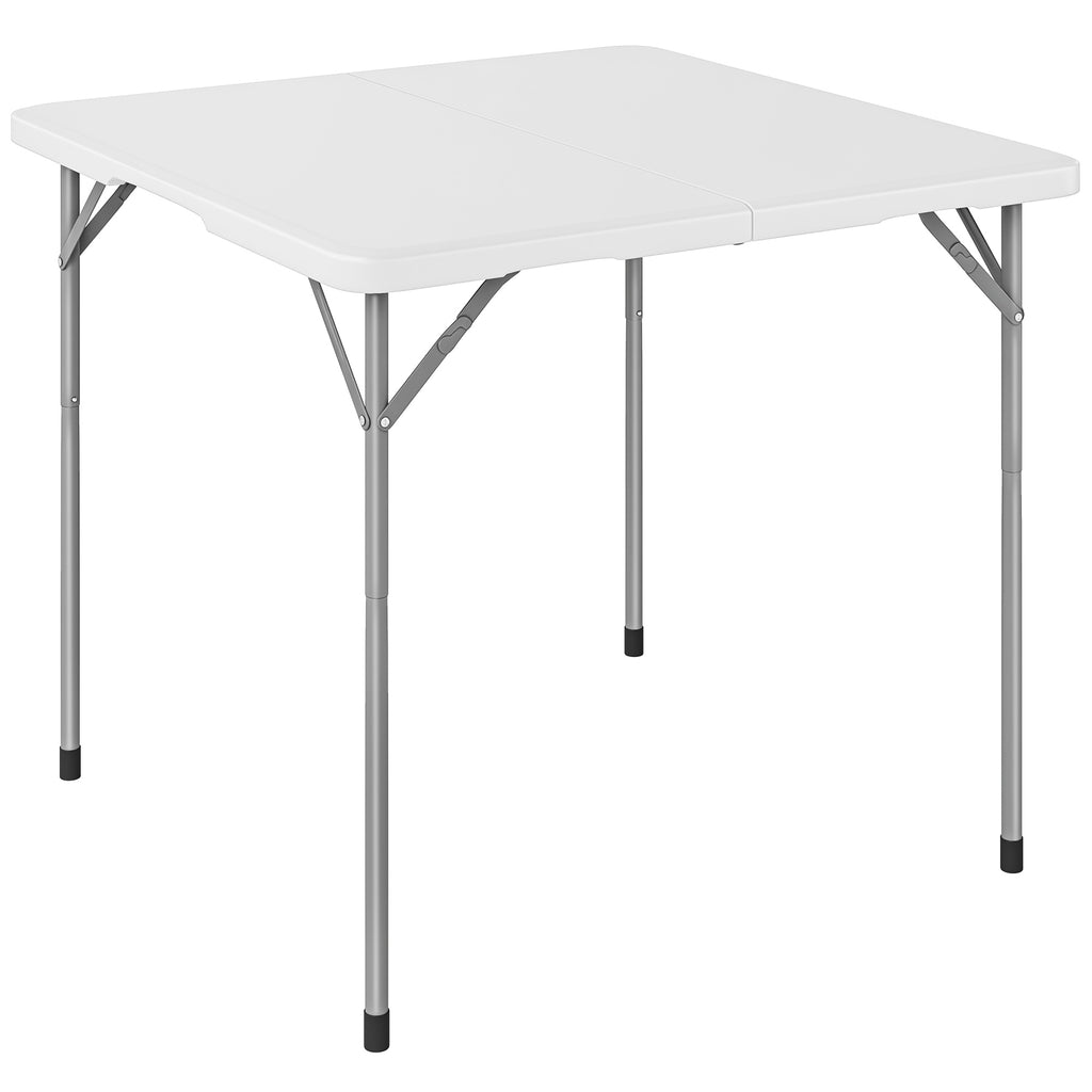 Outsunny Folding Square Camping Table in Metal and HDPE, 86x86x74 cm, White