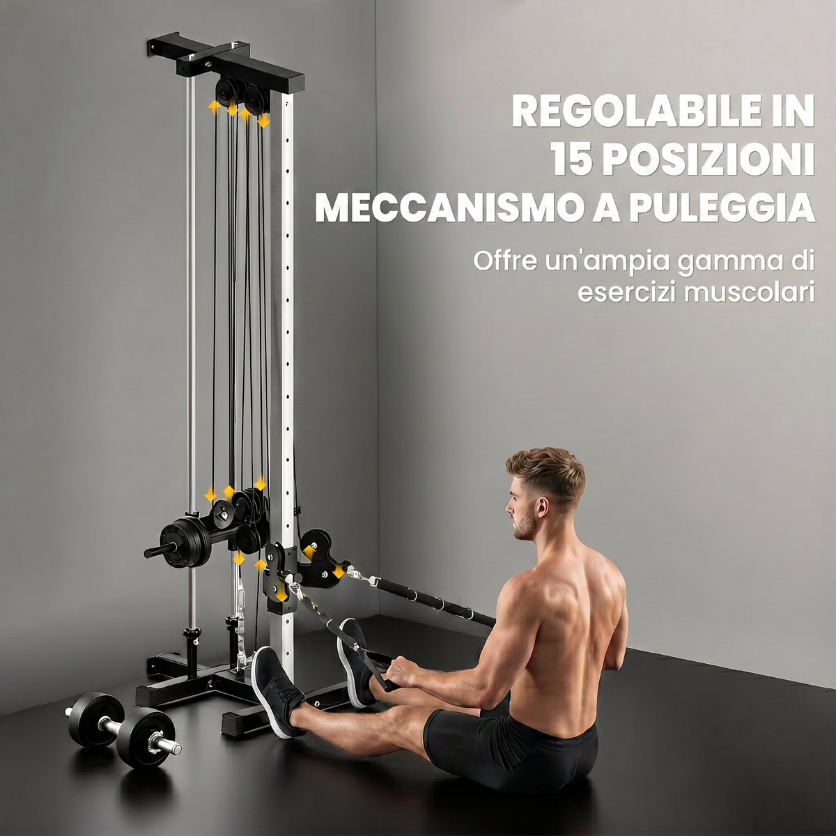 SPORTNOW Wall-Mounted Lat Pulldown Station with Adjustable Pulleys, Cable Station with Pulldown and Adjustable Weight Load, for Home Multifunctional Gym, Black