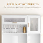 HOMCOM Pantry Cabinet with Bottle Rack, Cabinets, Shelves and Drawer, in Chipboard and Wood, 100x38x172 cm, White - Borgè