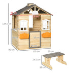 Outsunny Casetta Bimbi 3-7 years at 2 windows with portavas and bench, in fir wood and pp, 113LX94x134.5 cm - Borgè