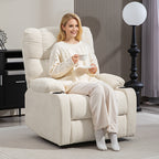 135° Reclining Chair with Cup Holder and Footrest, Linen Effect Fabric, 88x96x108 cm, Beige