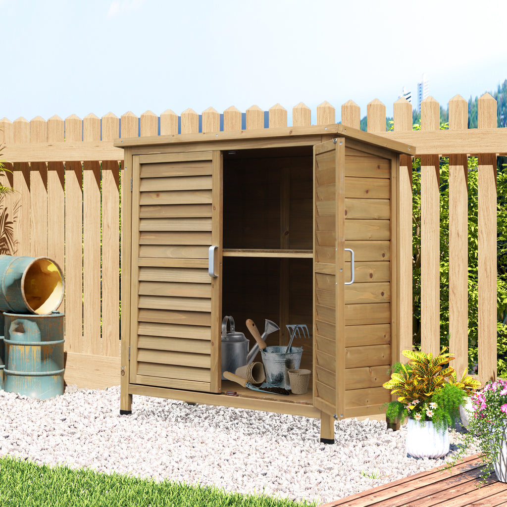 Fir Wood Garden Shed with Waterproof Bitumen Roof, 87x46.5x96.5cm