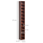 12-Tier CD Rack for 204 CDs, Bookcase for CDs, Video Games, Blu-ray Discs in MDF and Chipboard, 21x20x175 cm, Brown