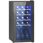 Wine Cooler Refrigerator for 15 Bottles, 44L Capacity, with Temperature Control and Adjustable Shelves, Black
