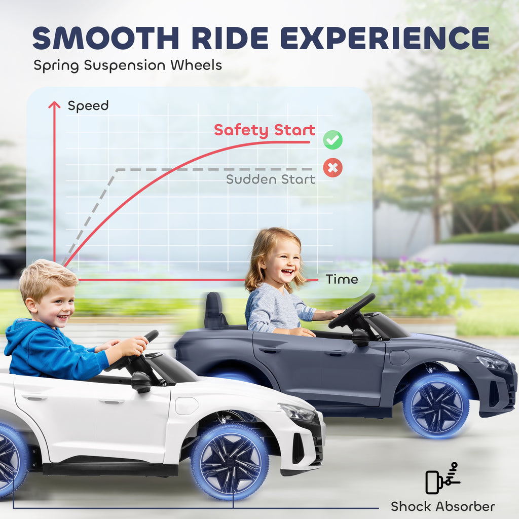 HOMCOM Electric Ride-On Car for Kids Ages 3-5 with Remote Control, Suspension and Horn, 103x58x41 cm, Grey and Black