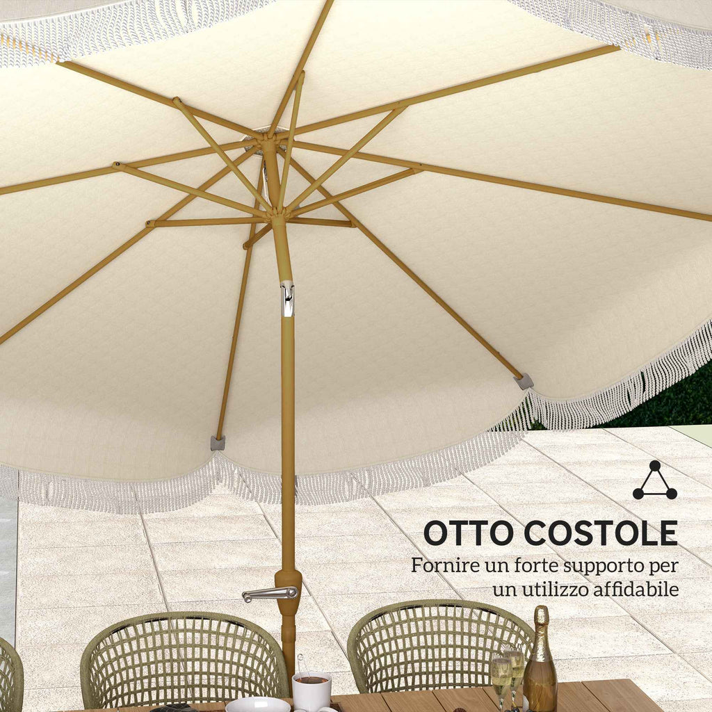 Outsunny 2.7x2.4m Round Garden Umbrella with Crank Handle, Metal and Polyester, Beige