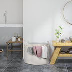88L Portable Foldable Laundry Hamper with Natural Cotton Handles, Ø56x35.5 cm, Cream