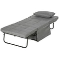 Ottoman 4 in 1 Multipurpose Folding Ottoman and single Bed with 5 Level Reclining Backrest, Grey - Borgè