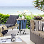 Outsunny Round Outdoor Coffee Table with Mosaic Ceramic Top, Metal, Ø35.5x53.5 cm, Multicolored