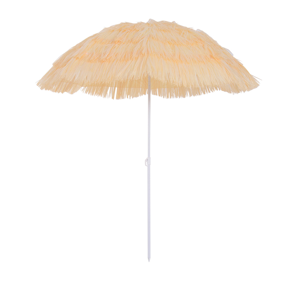 Outsunny 8-Ribbed Beach Umbrella with Tilting Pole, Polyester and Metal, 1.6 x 2 m, Beige