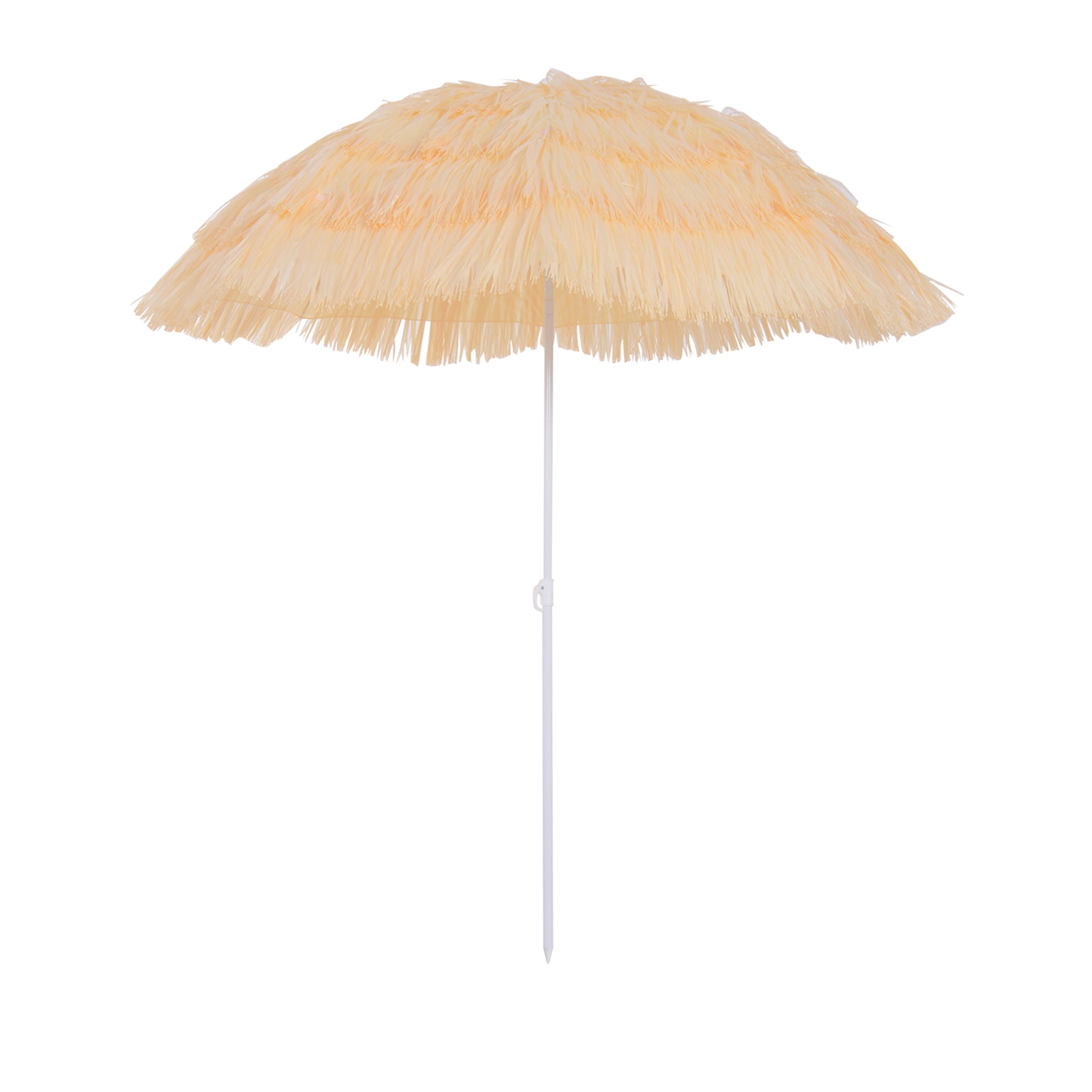 Outsunny 8-Ribbed Beach Umbrella with Tilting Pole, Polyester and Metal, 1.6 x 2 m, Beige