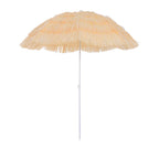 Outsunny 8-Ribbed Beach Umbrella with Tilting Pole, Polyester and Metal, 1.6 x 2 m, Beige