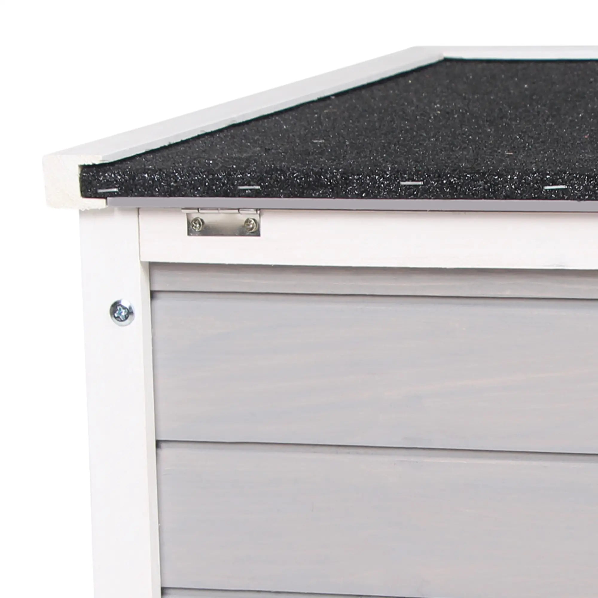 Outdoor Wooden Rabbit Cage with Asphalt Roof and Non-Slip Ramp, 42x51x43cm, Grey - Borge' Group Limited